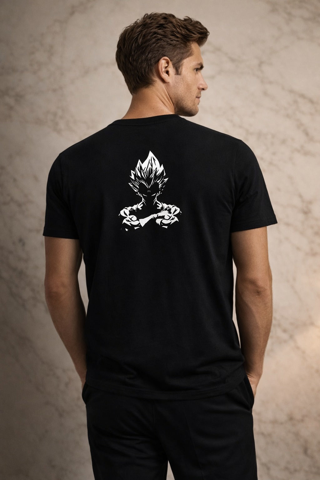 Warrior Back Print – Premium Black T-Shirt