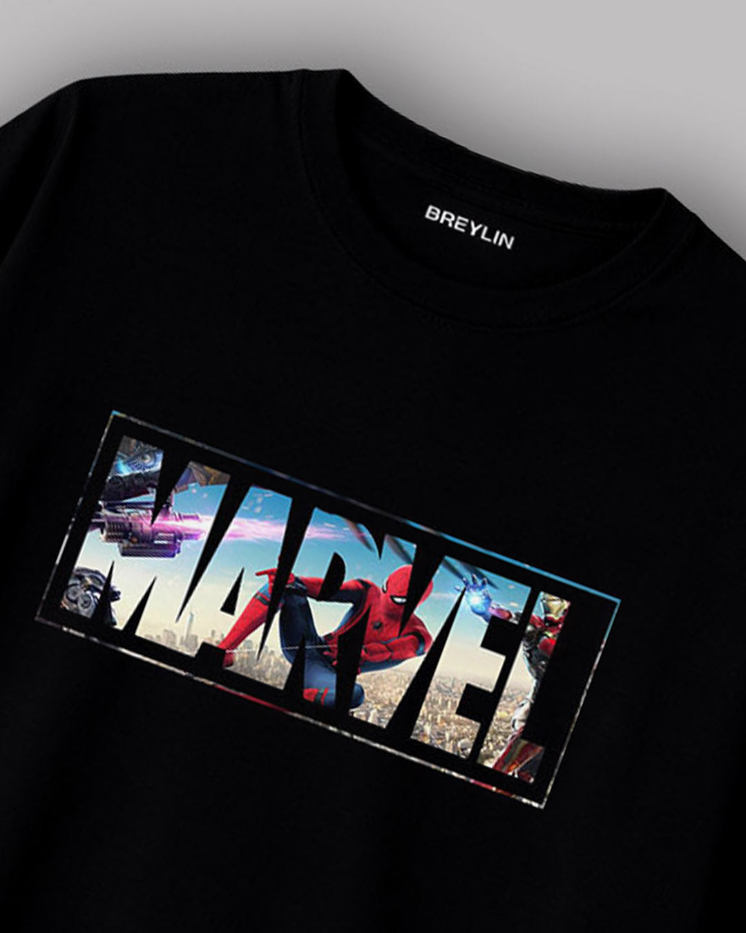 Hero Frame – Premium Black Graphic T-Shirt with spider man edition