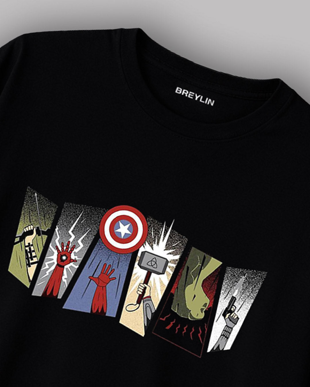 Hero Panel – Premium Black Marvel T-Shirt