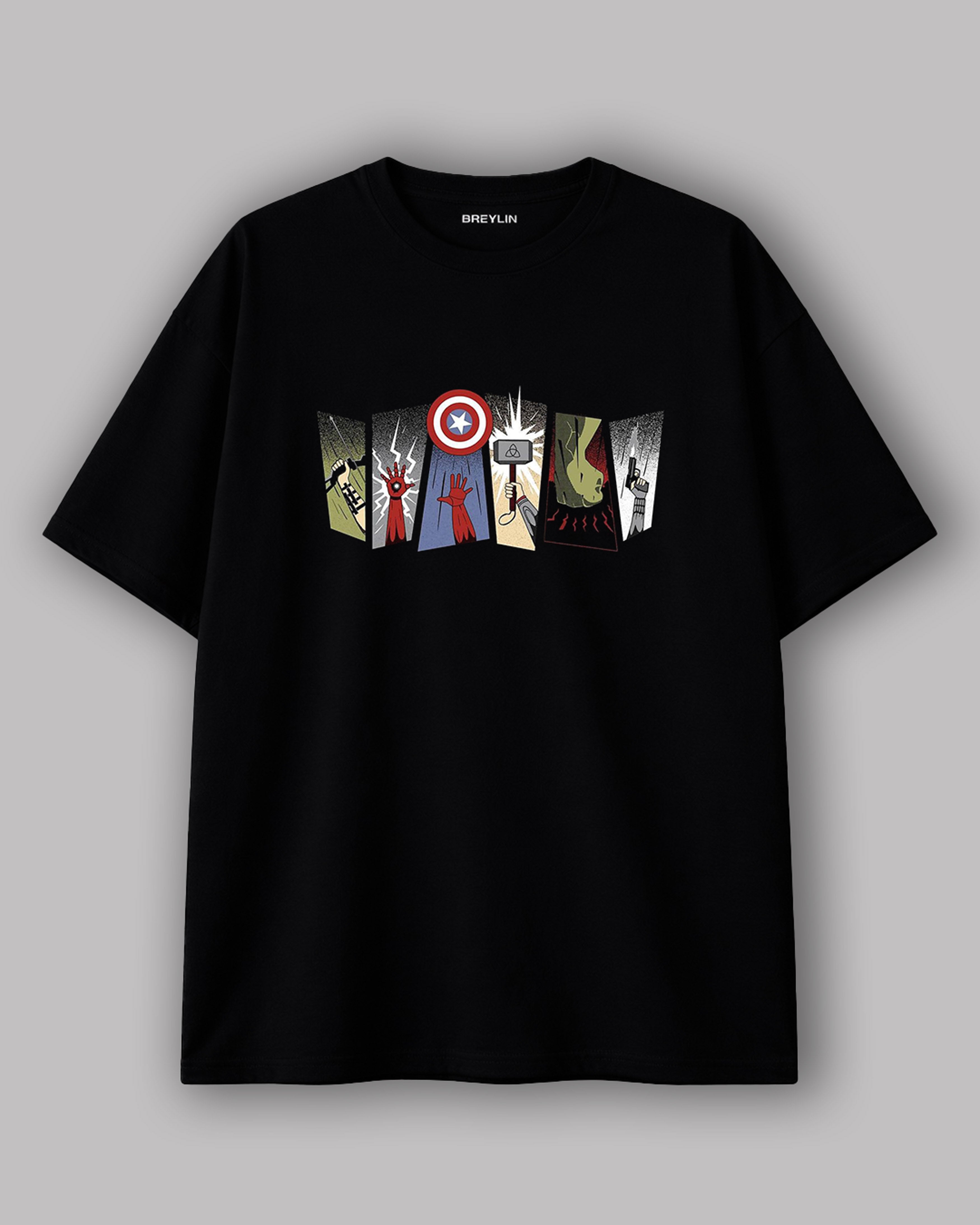 Hero Panel – Premium Black Marvel T-Shirt