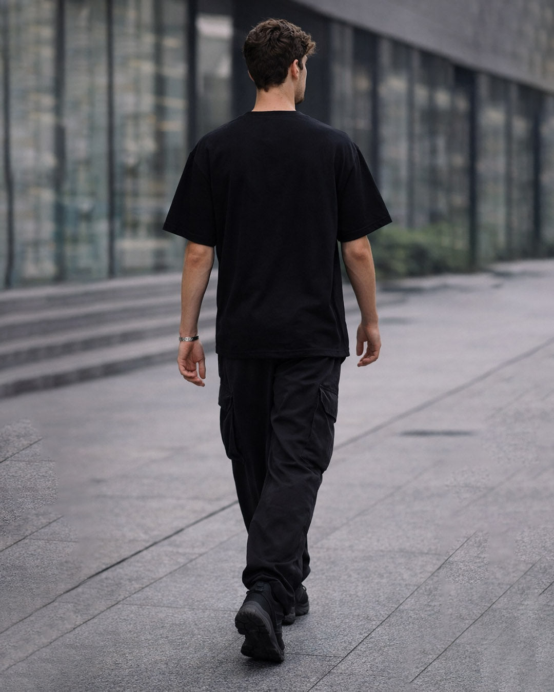 Monochrome Stripe – Premium Shree Krishna  Black T-Shirt