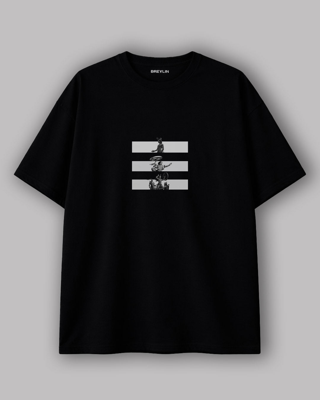 Monochrome Stripe – Premium Shree Krishna  Black T-Shirt